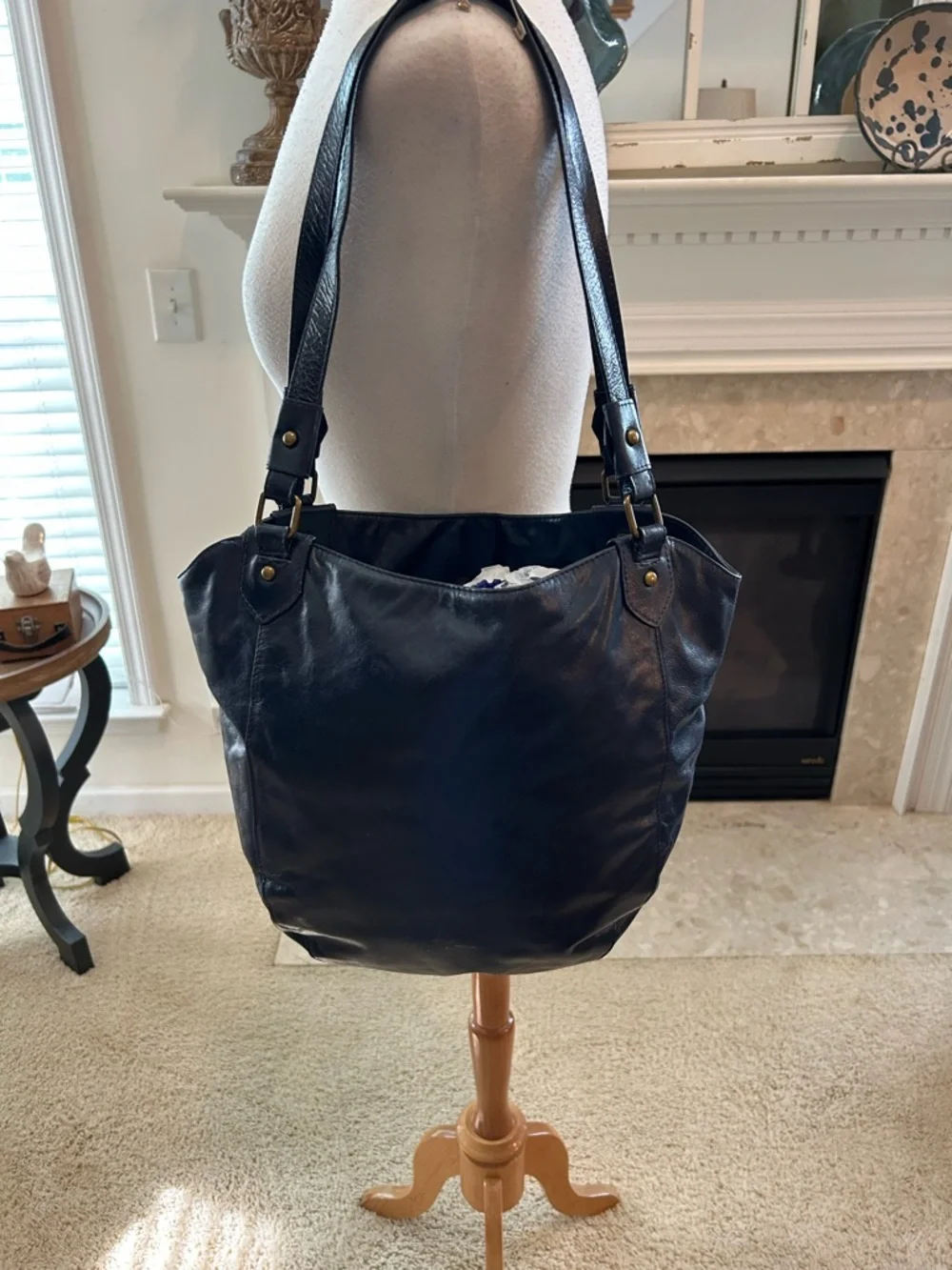 Latigo Navy Leather Tote Bag